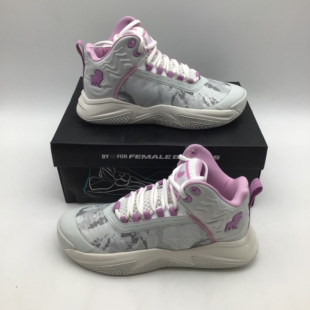 Moolah Kicks Press Break v2 Kids Basketball Shoes Grey Purple Youth Size 5.5 NEW